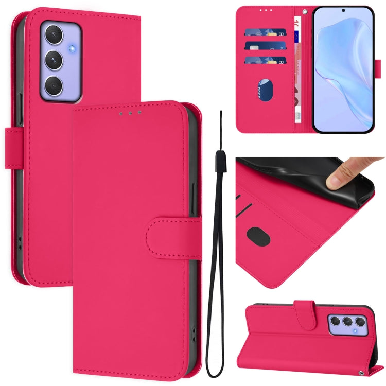 Custodia per telefono in pelle tinta unita effetto pelle con cordino, For Samsung Galaxy A54  5G