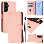Custodia per telefono in pelle tinta unita effetto pelle con cordino, For Samsung Galaxy A55 5G