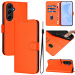 Custodia per telefono in pelle tinta unita effetto pelle con cordino, For Samsung Galaxy A55 5G