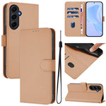 Custodia per telefono in pelle tinta unita effetto pelle con cordino, For Samsung Galaxy A55 5G