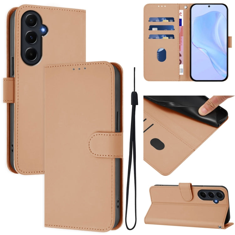 Custodia per telefono in pelle tinta unita effetto pelle con cordino, For Samsung Galaxy A55 5G