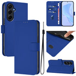 Custodia per telefono in pelle tinta unita effetto pelle con cordino, For Samsung Galaxy A55 5G