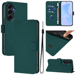 Custodia per telefono in pelle tinta unita effetto pelle con cordino, For Samsung Galaxy A55 5G
