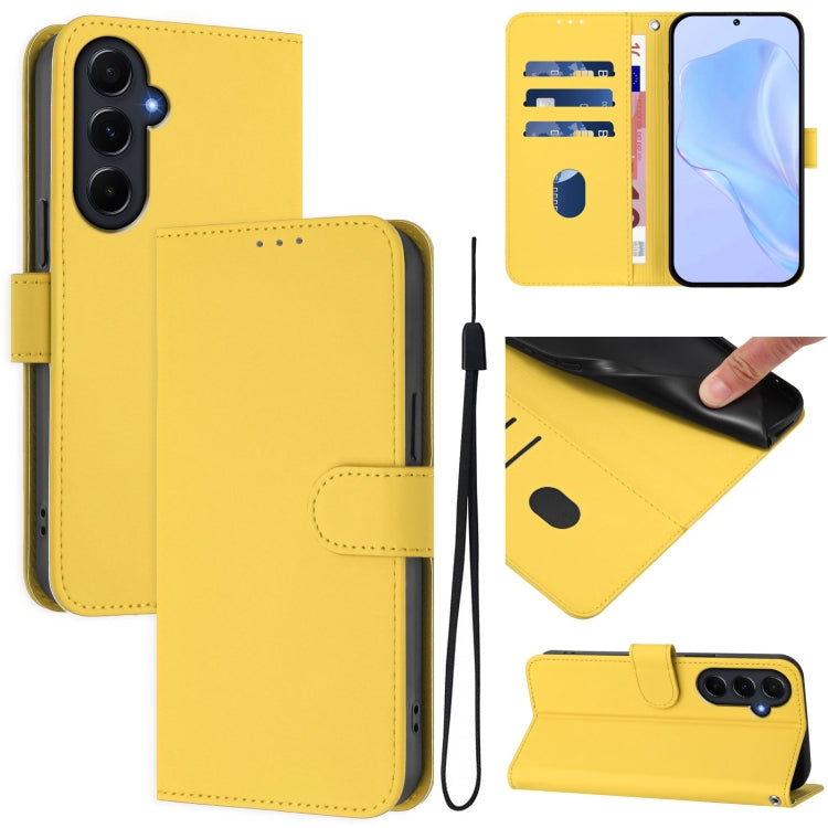 Custodia per telefono in pelle tinta unita effetto pelle con cordino, For Samsung Galaxy A55 5G