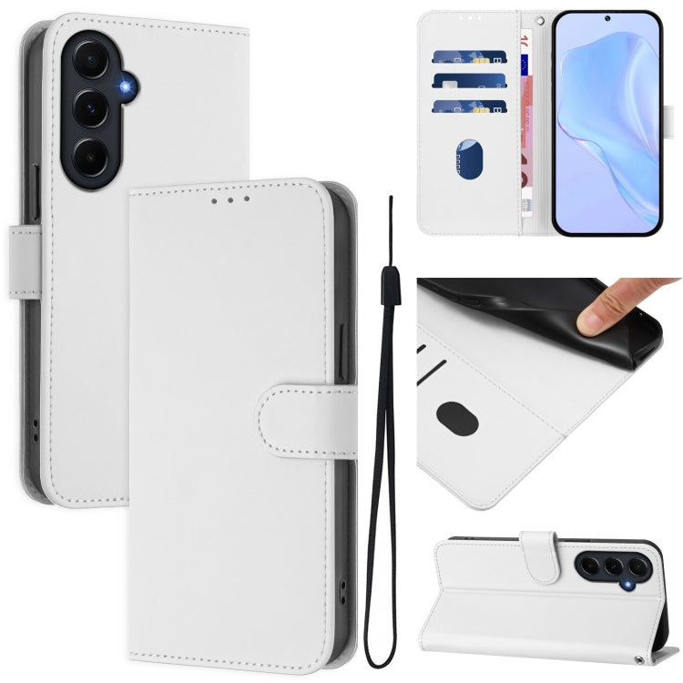 Custodia per telefono in pelle tinta unita effetto pelle con cordino, For Samsung Galaxy A55 5G