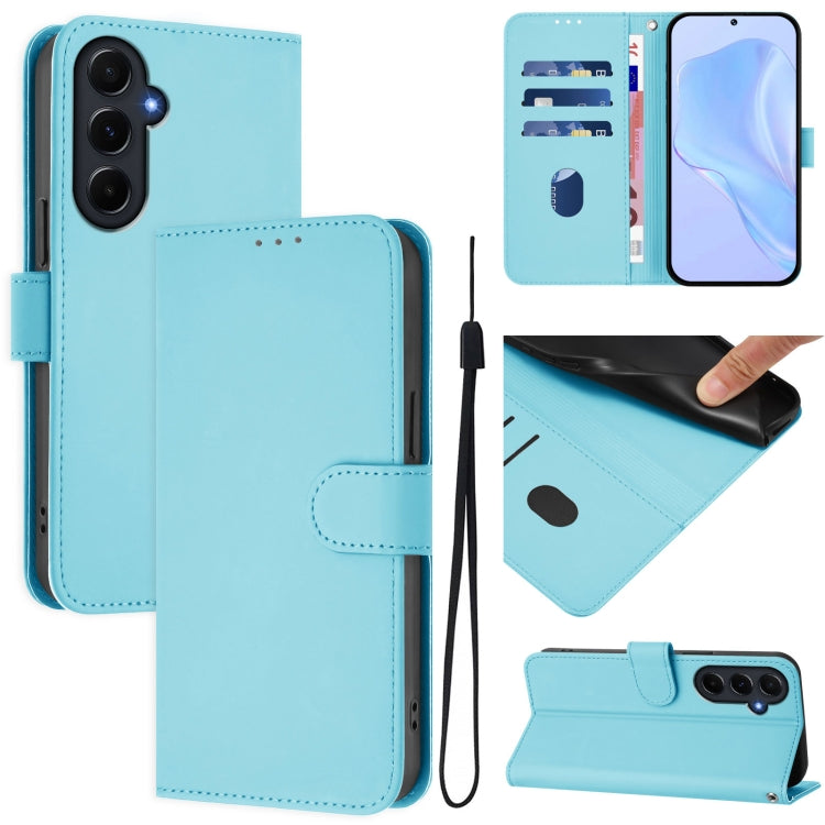 Custodia per telefono in pelle tinta unita effetto pelle con cordino, For Samsung Galaxy A55 5G