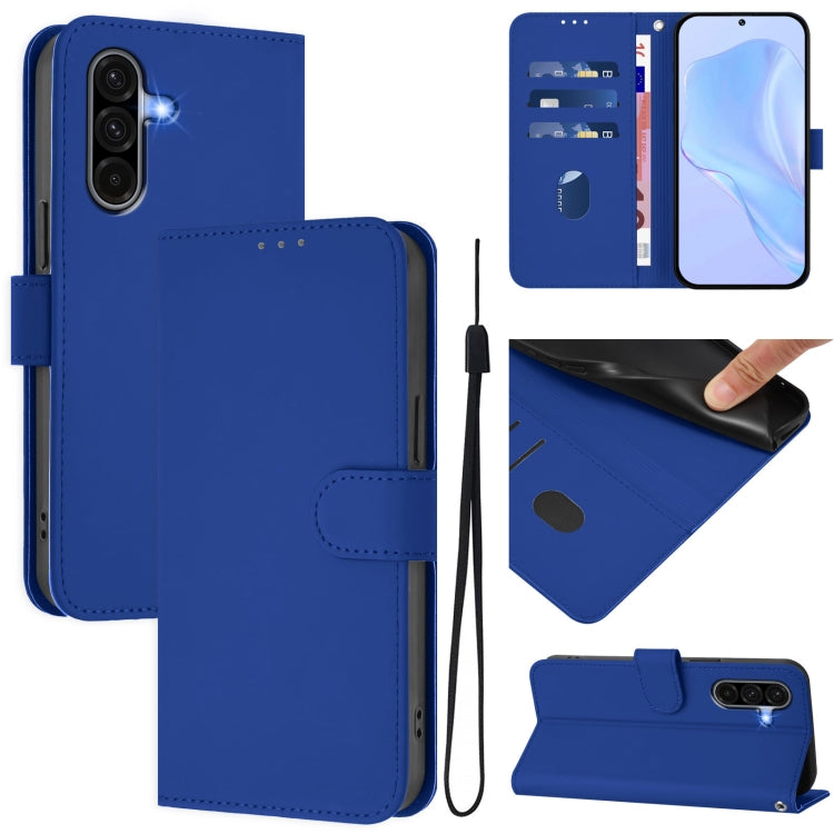 Custodia per telefono in pelle tinta unita effetto pelle con cordino, For Samsung Galaxy A36 5G