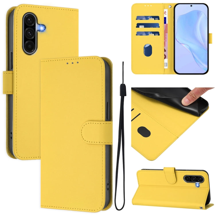 Custodia per telefono in pelle tinta unita effetto pelle con cordino, For Samsung Galaxy A36 5G