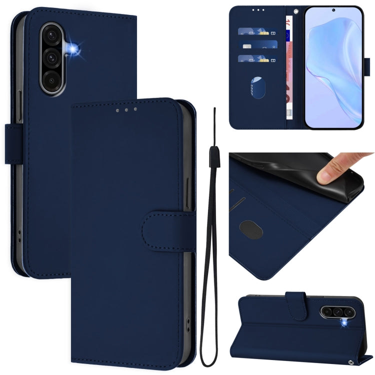 Custodia per telefono in pelle tinta unita effetto pelle con cordino, For Samsung Galaxy A36 5G