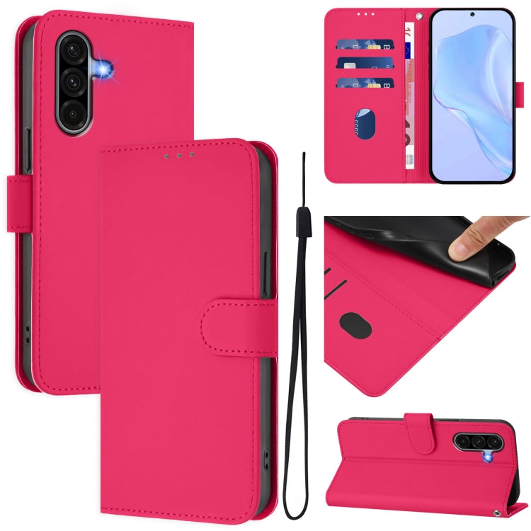 Custodia per telefono in pelle tinta unita effetto pelle con cordino, For Samsung Galaxy A36 5G