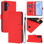 Custodia per telefono in pelle tinta unita effetto pelle con cordino, For Samsung Galaxy A26 5G