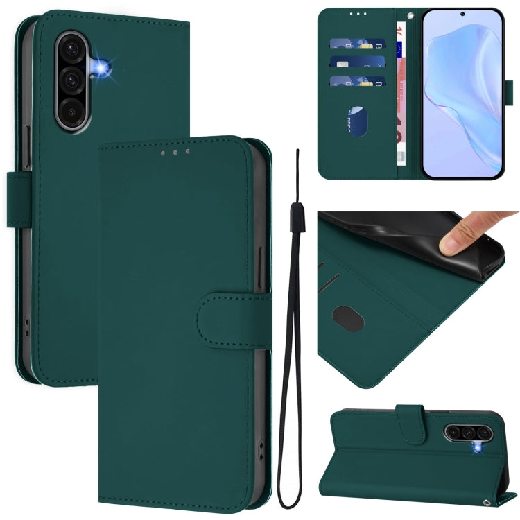 Custodia per telefono in pelle tinta unita effetto pelle con cordino, For Samsung Galaxy A56 5G