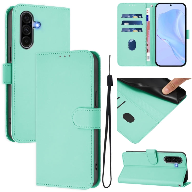 Custodia per telefono in pelle tinta unita effetto pelle con cordino, For Samsung Galaxy A56 5G