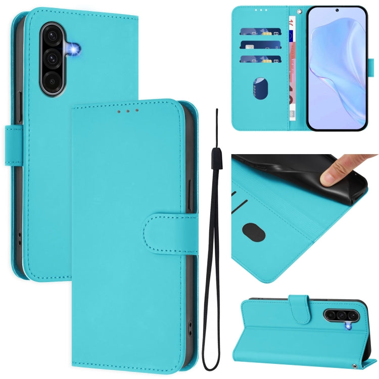 Custodia per telefono in pelle tinta unita effetto pelle con cordino, For Samsung Galaxy A56 5G