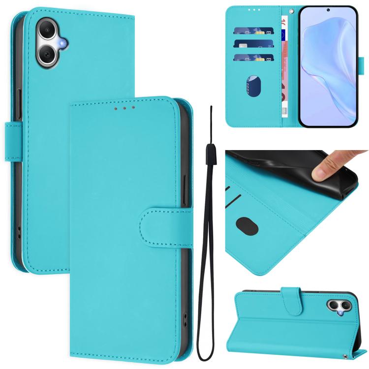 Custodia per telefono in pelle tinta unita effetto pelle con cordino, For Samsung Galaxy A06 4G / A06 5G