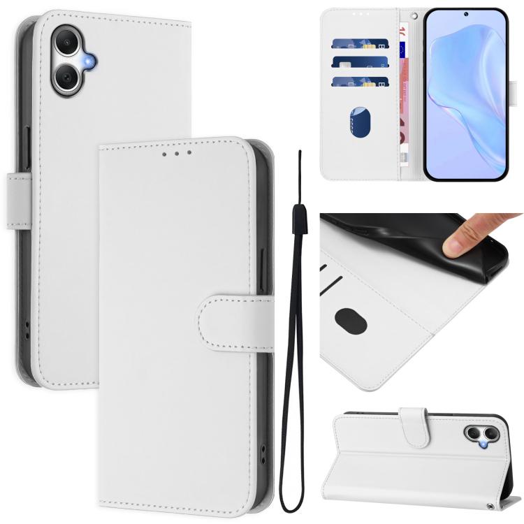 Custodia per telefono in pelle tinta unita effetto pelle con cordino, For Samsung Galaxy A07 4G