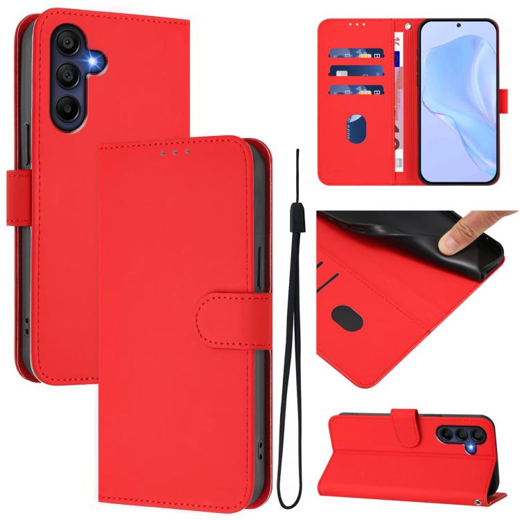 Custodia per telefono in pelle tinta unita effetto pelle con cordino, For Samsung Galaxy A17 5G