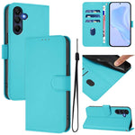 Custodia per telefono in pelle tinta unita effetto pelle con cordino, For Samsung Galaxy A17 5G