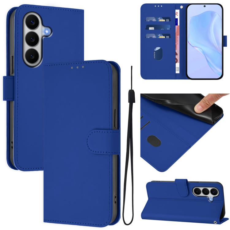 Custodia per telefono in pelle tinta unita effetto pelle con cordino, For Galaxy A27 5G