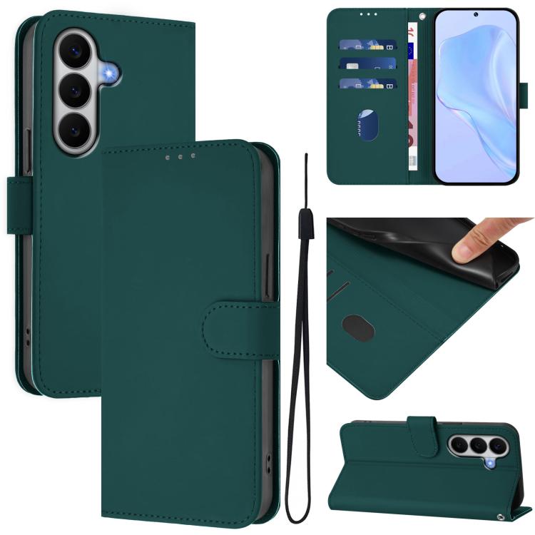 Custodia per telefono in pelle tinta unita effetto pelle con cordino, For Galaxy A27 5G