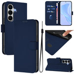 Custodia per telefono in pelle tinta unita effetto pelle con cordino, For Galaxy A27 5G