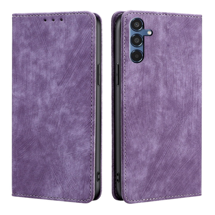 Custodia per telefono in pelle magnetica con spazzola antifurto RFID, For Samsung Galaxy M35 5G, For Samsung Galaxy Xcover 7 Pro 5G