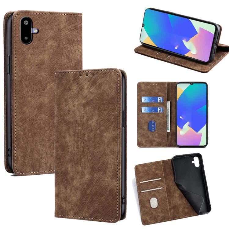 Custodia per telefono in pelle magnetica con spazzola antifurto RFID, For Galaxy A57 5G, For Galaxy A37 5G, For Samsung Galaxy A17 5G, For Samsung Galaxy F06 5G
