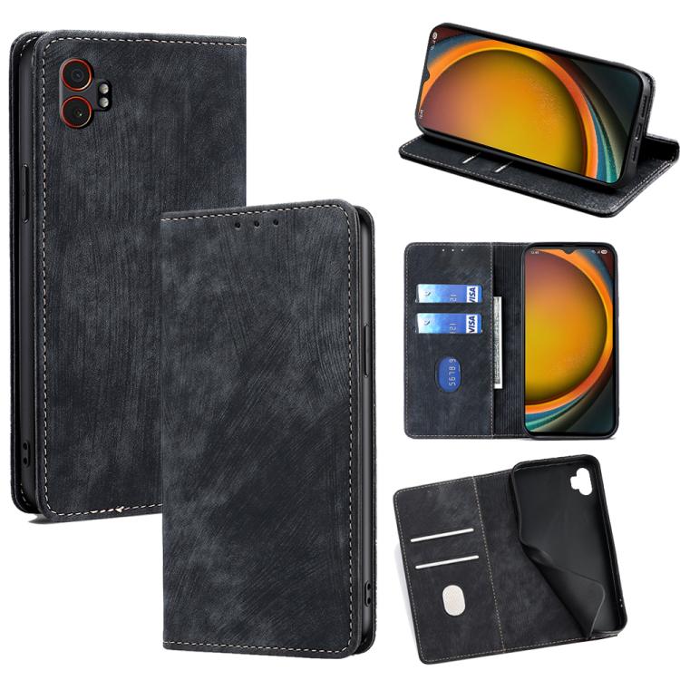 Custodia per telefono in pelle magnetica con spazzola antifurto RFID, For Samsung Galaxy M35 5G, For Samsung Galaxy Xcover 7 Pro 5G
