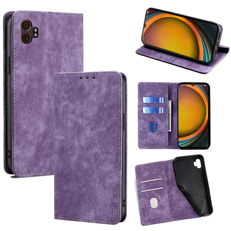 Custodia per telefono in pelle magnetica con spazzola antifurto RFID, For Samsung Galaxy M35 5G, For Samsung Galaxy Xcover 7 Pro 5G