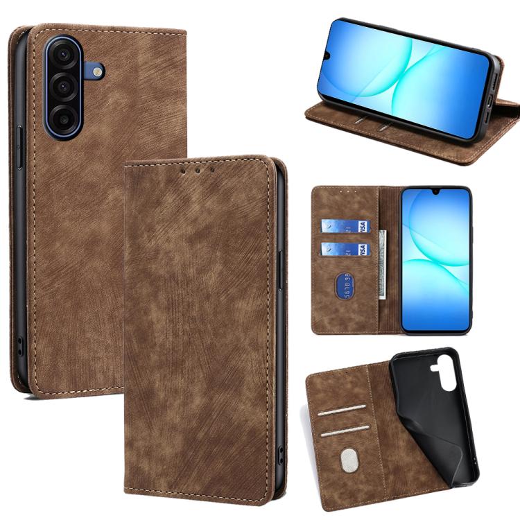 Custodia per telefono in pelle magnetica con spazzola antifurto RFID, For Galaxy A57 5G, For Galaxy A37 5G, For Samsung Galaxy A17 5G, For Samsung Galaxy F06 5G