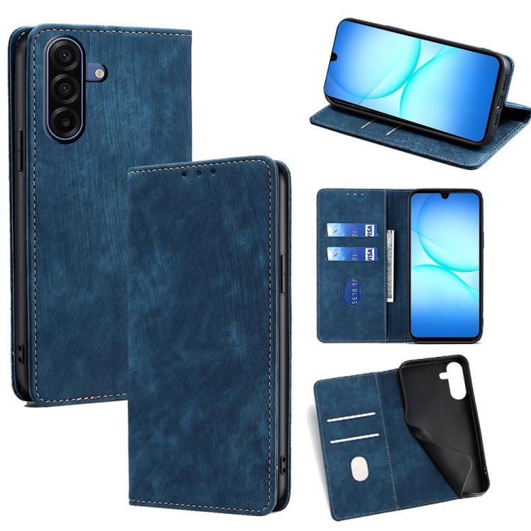 Custodia per telefono in pelle magnetica con spazzola antifurto RFID, For Galaxy A57 5G, For Galaxy A37 5G, For Samsung Galaxy A17 5G, For Samsung Galaxy F06 5G