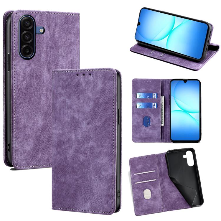 Custodia per telefono in pelle magnetica con spazzola antifurto RFID, For Galaxy A57 5G, For Galaxy A37 5G, For Samsung Galaxy A17 5G, For Samsung Galaxy F06 5G