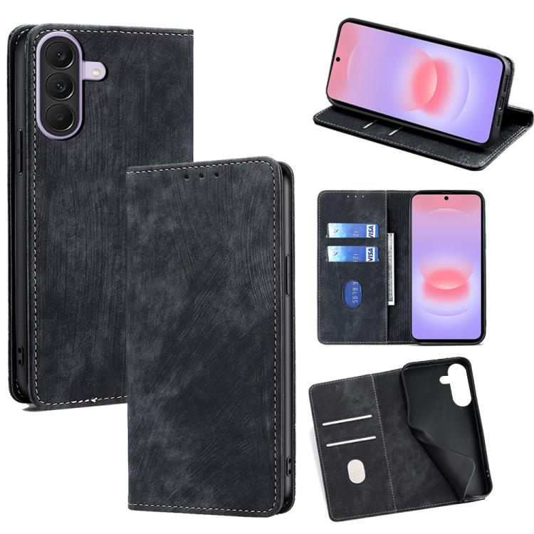 Custodia per telefono in pelle magnetica con spazzola antifurto RFID, For Galaxy A57 5G, For Galaxy A37 5G, For Samsung Galaxy A17 5G, For Samsung Galaxy F06 5G