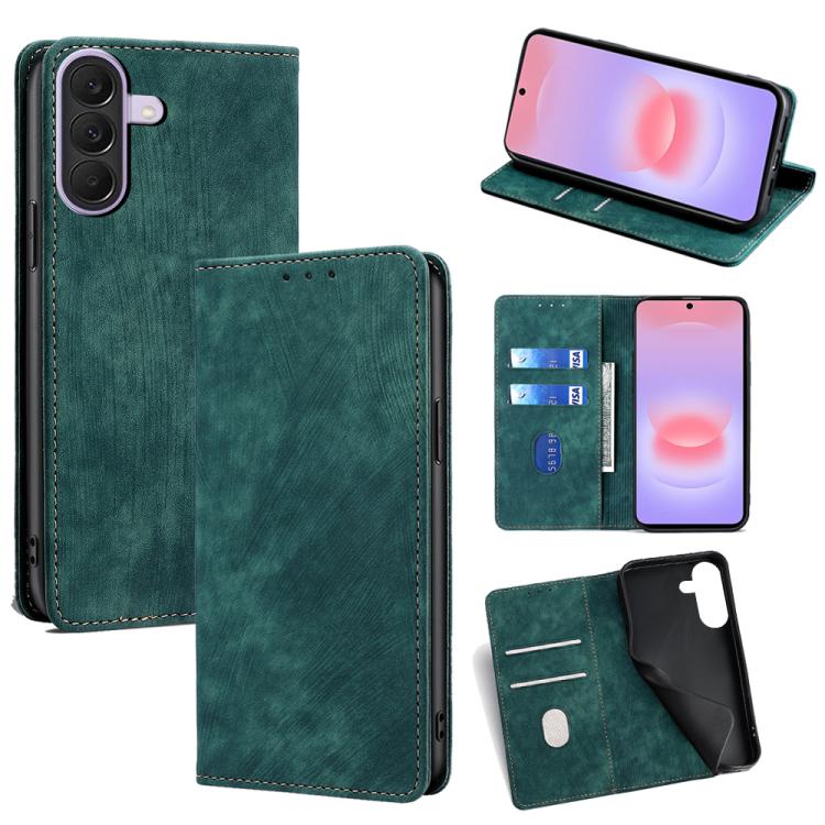 Custodia per telefono in pelle magnetica con spazzola antifurto RFID, For Galaxy A57 5G, For Galaxy A37 5G, For Samsung Galaxy A17 5G, For Samsung Galaxy F06 5G