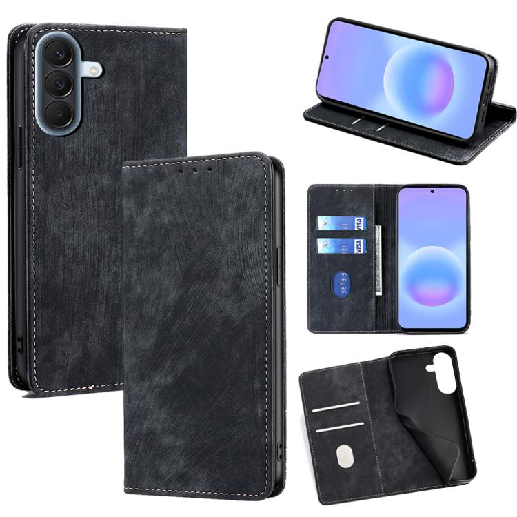Custodia per telefono in pelle magnetica con spazzola antifurto RFID, For Galaxy A57 5G, For Galaxy A37 5G, For Samsung Galaxy A17 5G, For Samsung Galaxy F06 5G