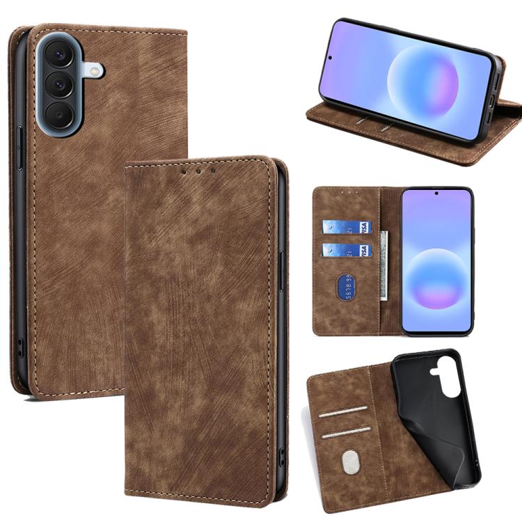 Custodia per telefono in pelle magnetica con spazzola antifurto RFID, For Galaxy A57 5G, For Galaxy A37 5G, For Samsung Galaxy A17 5G, For Samsung Galaxy F06 5G