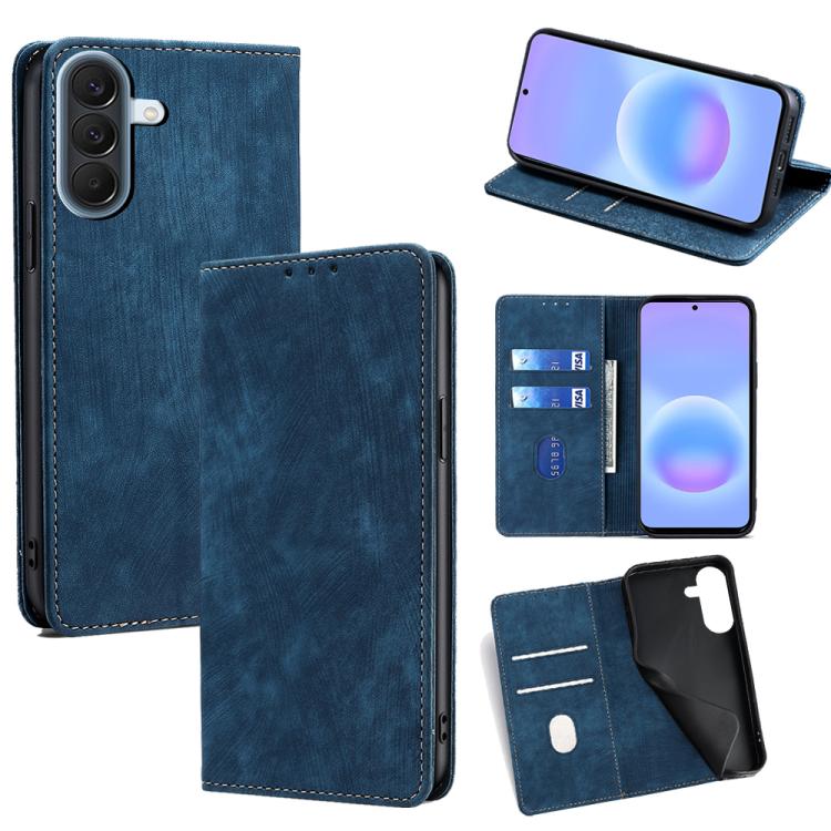Custodia per telefono in pelle magnetica con spazzola antifurto RFID, For Galaxy A57 5G, For Galaxy A37 5G, For Samsung Galaxy A17 5G, For Samsung Galaxy F06 5G