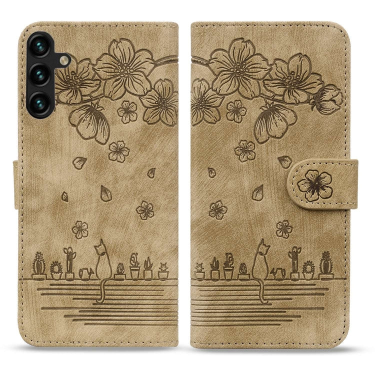Custodia per telefono in pelle goffrata con gatto Sakura dei cartoni animati, For Samsung Galaxy S24 5G, For Samsung Galaxy S23 FE 5G, For Samsung Galaxy S23 Ultra 5G, For Samsung Galaxy S23+ 5G