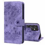 Custodia per telefono in pelle goffrata con gatto Sakura dei cartoni animati, For Samsung Galaxy S25 Ultra 5G, For Samsung Galaxy S24 FE 5G, For Samsung Galaxy S24 Ultra 5G, For Samsung Galaxy S24+ 5G