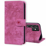 Custodia per telefono in pelle goffrata con gatto Sakura dei cartoni animati, For Samsung Galaxy S24 5G, For Samsung Galaxy S23 FE 5G, For Samsung Galaxy S23 Ultra 5G, For Samsung Galaxy S23+ 5G