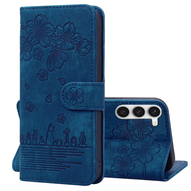 Custodia per telefono in pelle goffrata con gatto Sakura dei cartoni animati, For Samsung Galaxy S23 5G