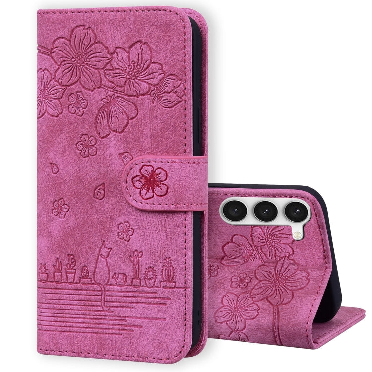 Custodia per telefono in pelle goffrata con gatto Sakura dei cartoni animati, For Samsung Galaxy S23 5G