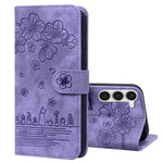 Custodia per telefono in pelle goffrata con gatto Sakura dei cartoni animati, For Samsung Galaxy S23 5G
