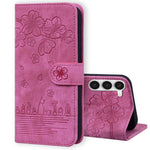 Custodia per telefono in pelle goffrata con gatto Sakura dei cartoni animati, For Samsung Galaxy S24 5G, For Samsung Galaxy S23 FE 5G, For Samsung Galaxy S23 Ultra 5G, For Samsung Galaxy S23+ 5G