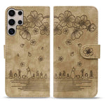 Custodia per telefono in pelle goffrata con gatto Sakura dei cartoni animati, For Samsung Galaxy S25 Ultra 5G, For Samsung Galaxy S24 FE 5G, For Samsung Galaxy S24 Ultra 5G, For Samsung Galaxy S24+ 5G