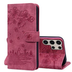 Custodia per telefono in pelle goffrata con gatto Sakura dei cartoni animati, For Samsung Galaxy S25 Ultra 5G, For Samsung Galaxy S24 FE 5G, For Samsung Galaxy S24 Ultra 5G, For Samsung Galaxy S24+ 5G