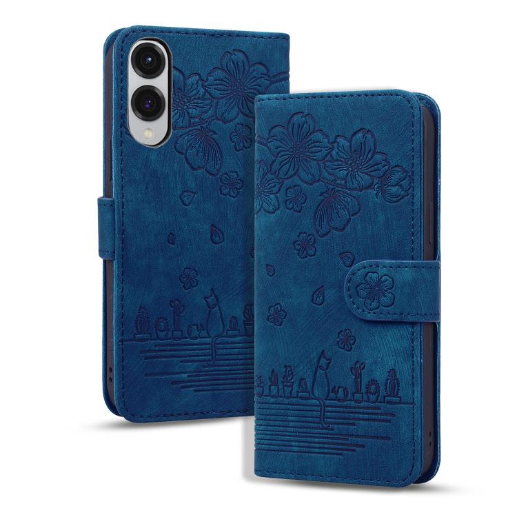 Custodia per telefono in pelle goffrata con gatto Sakura dei cartoni animati, For Samsung Galaxy S26+ 5G, For Samsung Galaxy S26 Ultra 5G, For Samsung Galaxy S26 5G, For Samsung Galaxy S25 Edge 5G