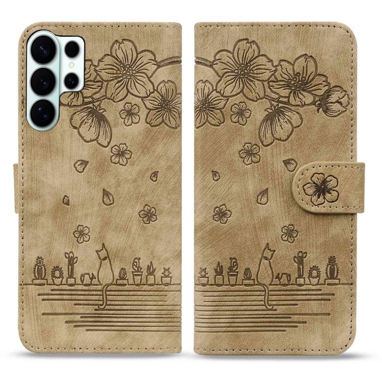 Custodia per telefono in pelle goffrata con gatto Sakura dei cartoni animati, For Samsung Galaxy S26+ 5G, For Samsung Galaxy S26 Ultra 5G, For Samsung Galaxy S26 5G, For Samsung Galaxy S25 Edge 5G