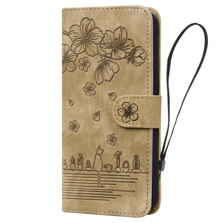 Custodia per telefono in pelle goffrata con gatto Sakura dei cartoni animati, For Samsung Galaxy S26+ 5G, For Samsung Galaxy S26 Ultra 5G, For Samsung Galaxy S26 5G, For Samsung Galaxy S25 Edge 5G