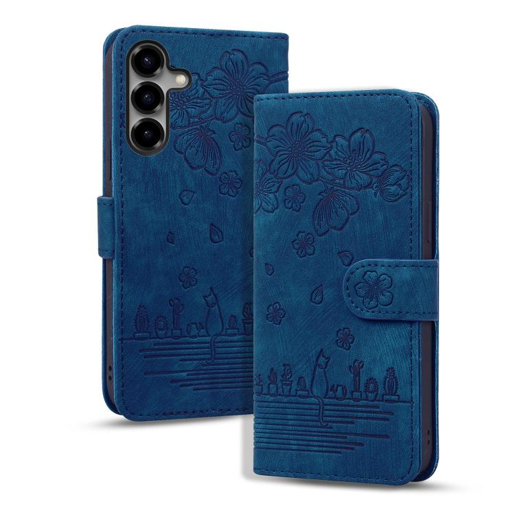 Custodia per telefono in pelle goffrata con gatto Sakura dei cartoni animati, For Samsung Galaxy S26+ 5G, For Samsung Galaxy S26 Ultra 5G, For Samsung Galaxy S26 5G, For Samsung Galaxy S25 Edge 5G